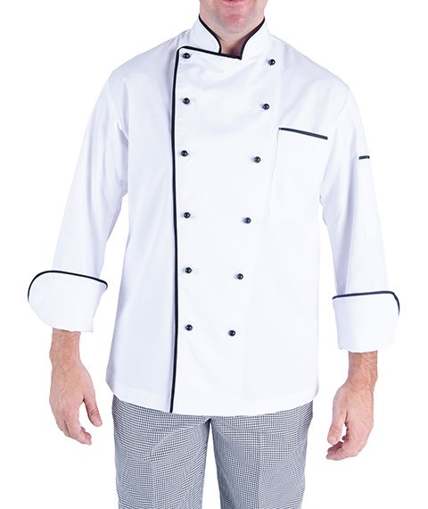 MENS CHEF JACKET WITH CONTRAST PIPING