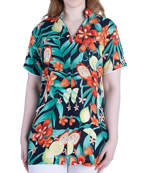 LADIES TUNIC TOP MANDARIN COLLAR