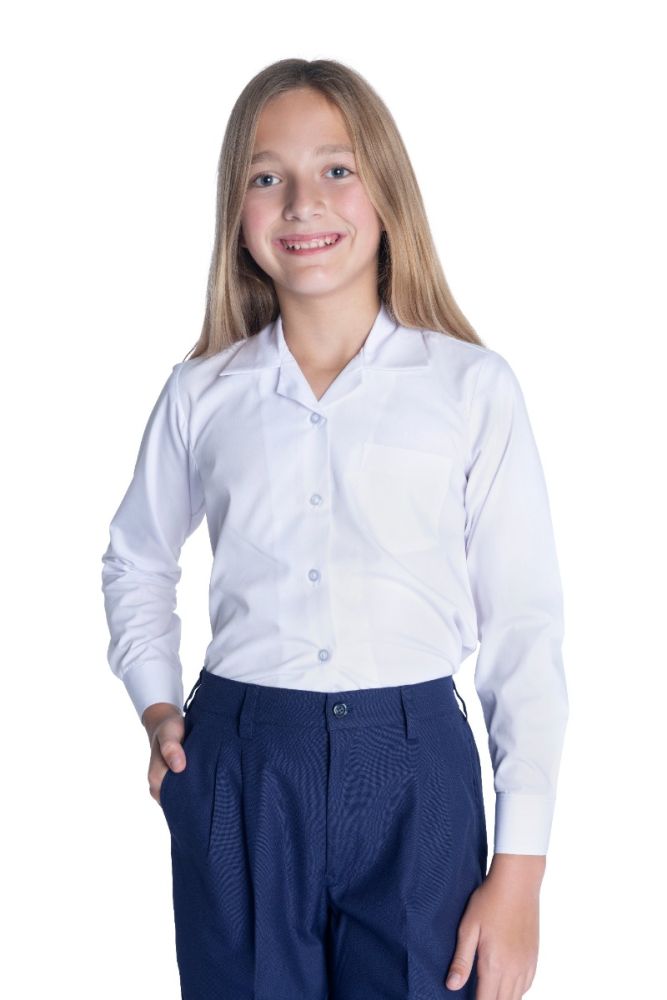 GIRLS LONG SLEEVE BLOUSE  FLAT COLLAR